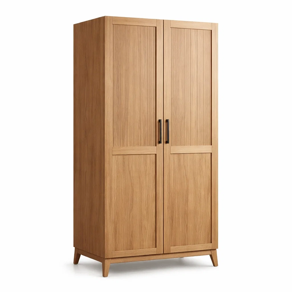 Armoire en bois avec portes battantes 200 x 100 x 50 cm-Zenpatchz