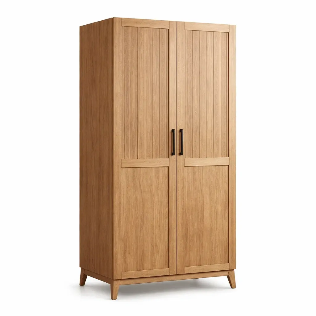 Armoire en bois avec portes battantes 200 x 100 x 50 cm-Zenpatchz