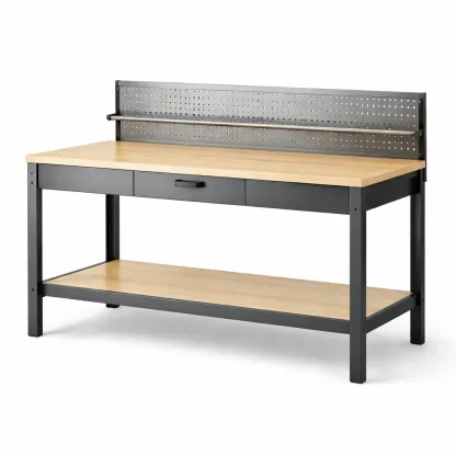 Établi bois métal avec tiroir et panneau perforé-Zenpatchz