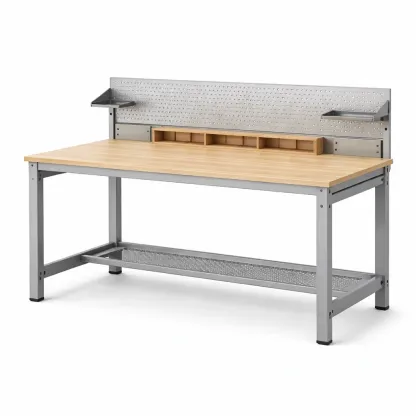 Établi bois et métal avec panneau perforé-Zenpatchz