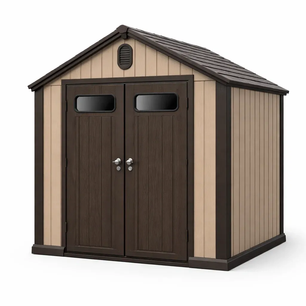 Abri de jardin en résine marron et beige 213 x 126 x 225 cm-GARDENCHILL