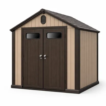 Abri de jardin en résine marron et beige 213 x 126 x 225 cm-GARDENCHILL