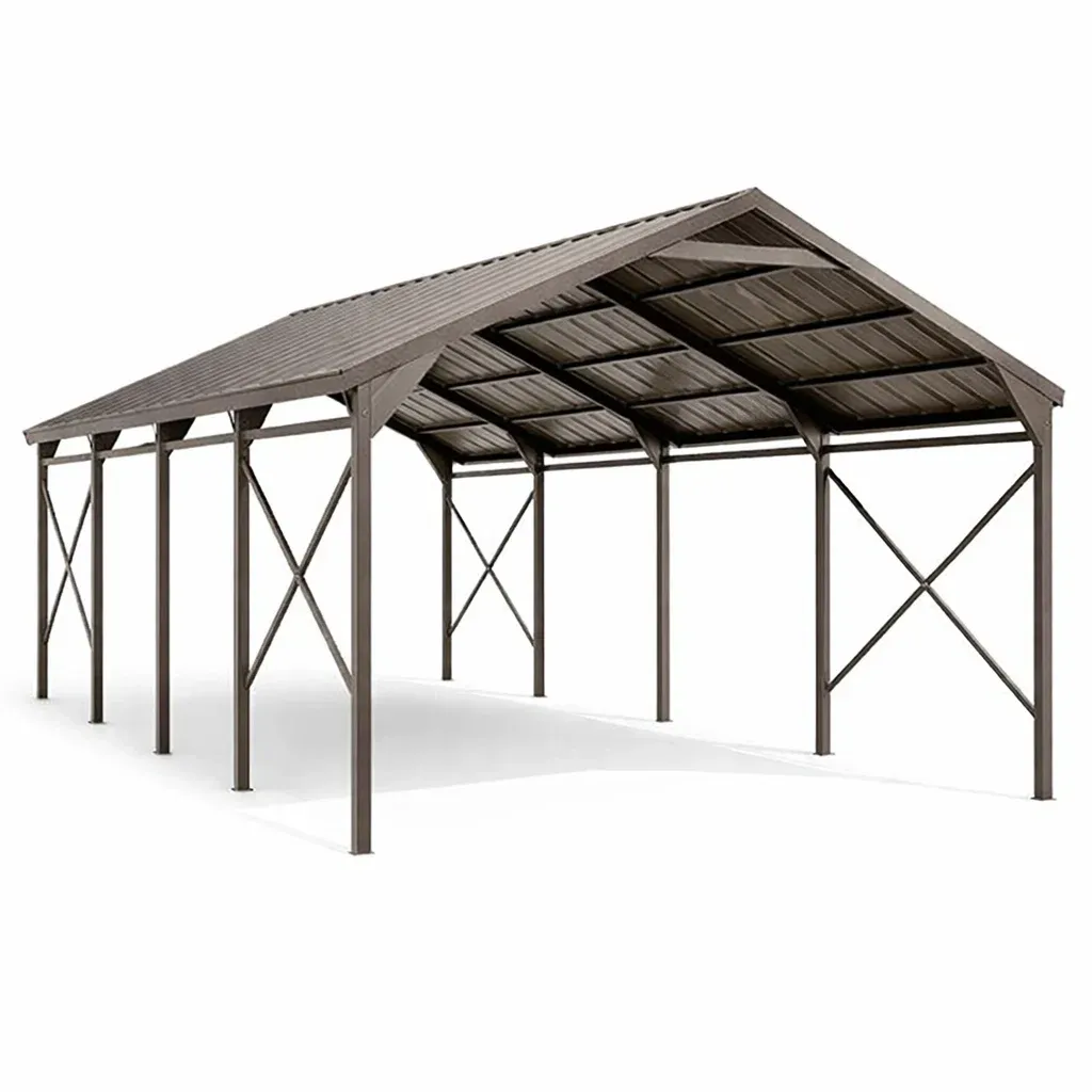 Abri voiture en métal brun 600 x 300 x 290 cm-GARDENCHILL