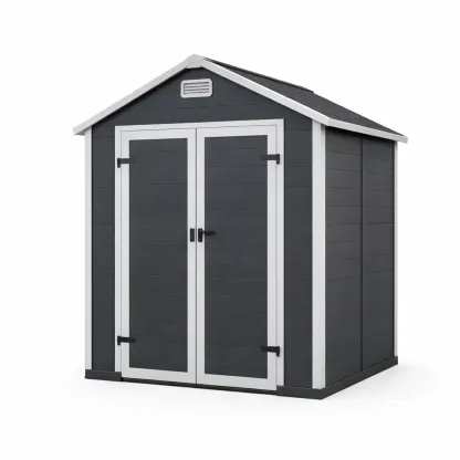 Abri de jardin en polypropylène gris avec double porte-GARDENCHILL