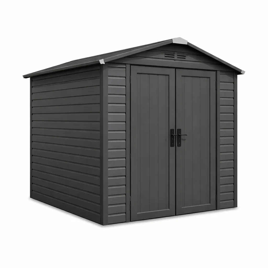 Abri de jardin en plastique gris foncé 185 x 152 x 226 cm-GARDENCHILL