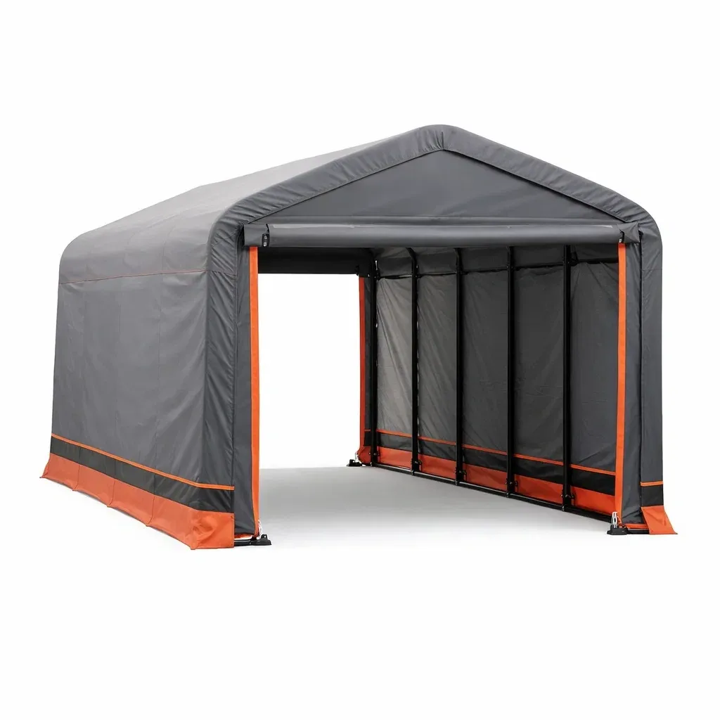 Abri voiture en acier et polyéthylène gris et orange-GARDENCHILL