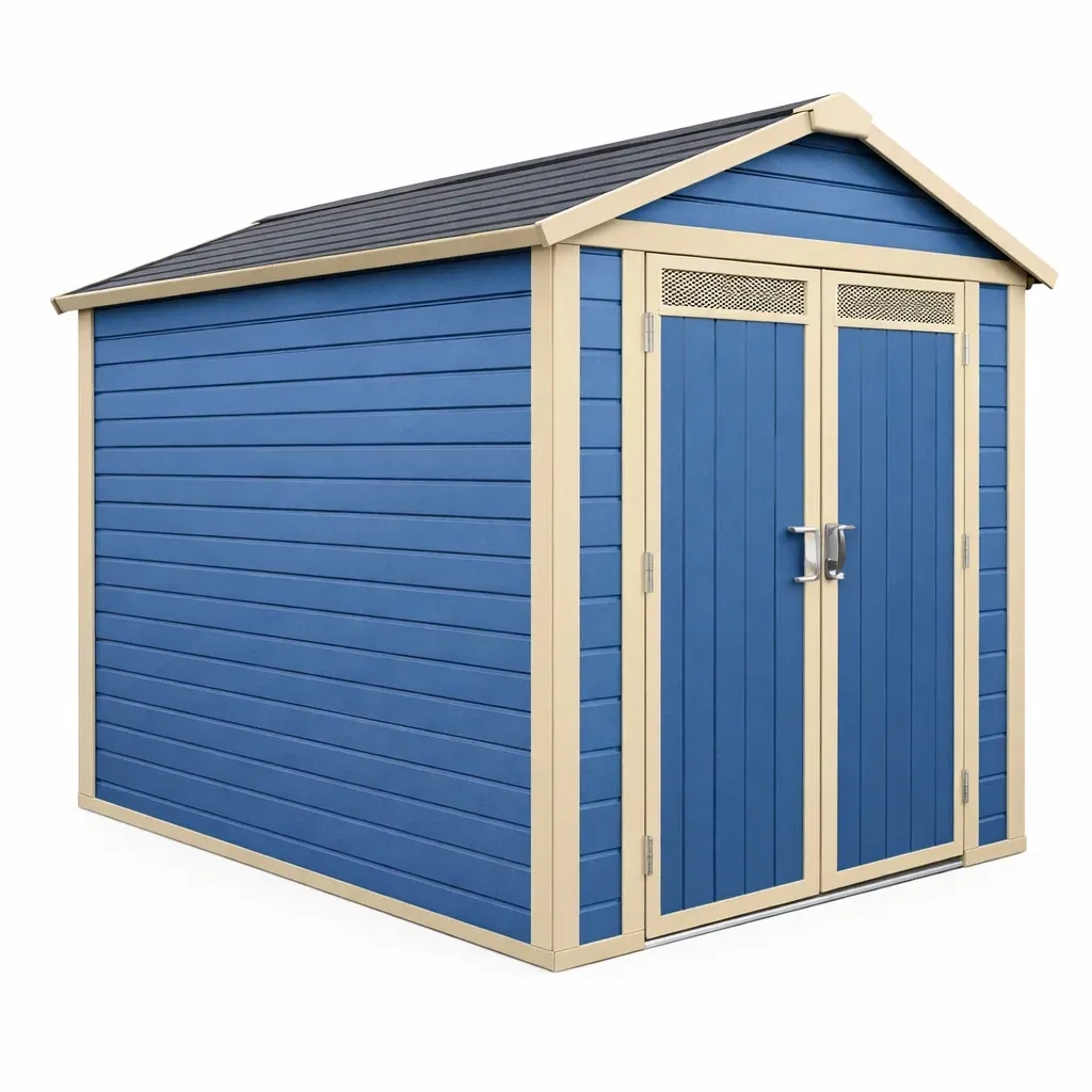 Abri de jardin en résine bleu et beige 213 x 127 x 185 cm-GARDENCHILL