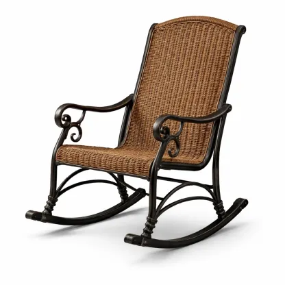 Chaise à bascule en résine marron avec cadre en fer noir-GARDENCHILL