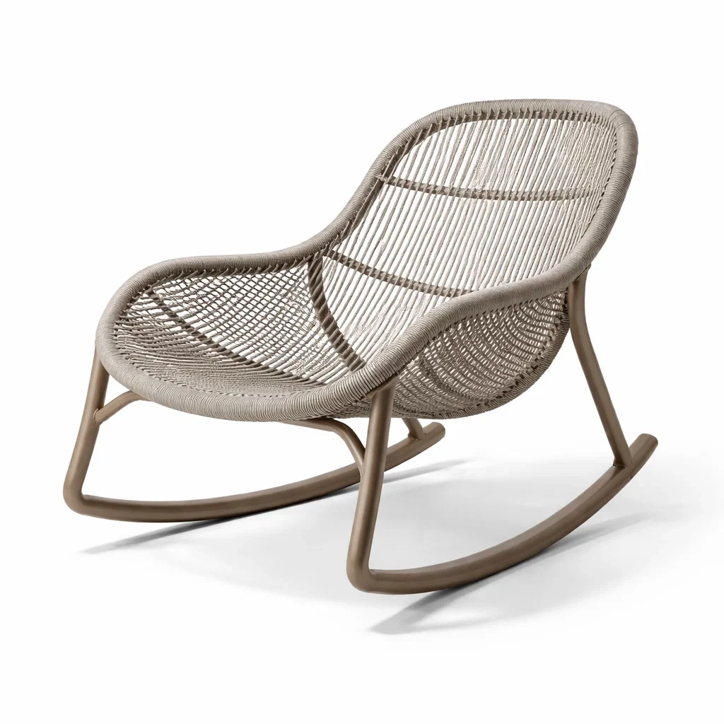 Chaise à bascule aluminium et rotin synthétique beige 95x90x75 cm-GARDENCHILL