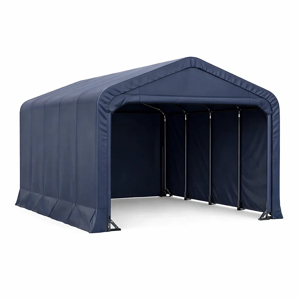 Abri voiture en acier et polyéthylène bleu-GARDENCHILL