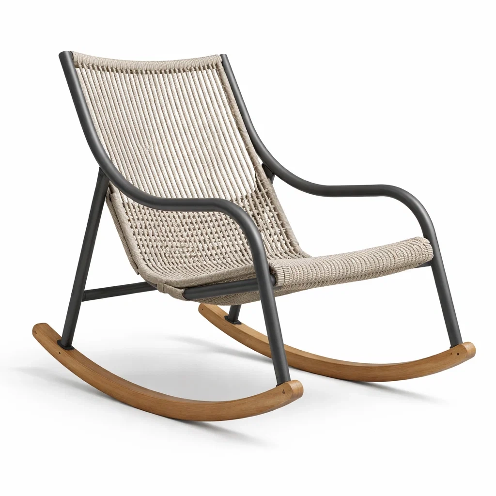 Chaise à bascule en corde et acier beige 60x75x85 cm-GARDENCHILL