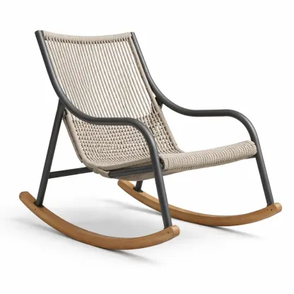 Chaise à bascule en corde et acier beige 60x75x85 cm-GARDENCHILL