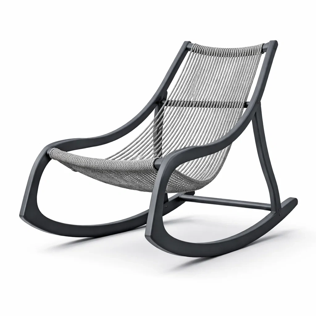 Chaise à bascule en aluminium et corde polyester gris-GARDENCHILL