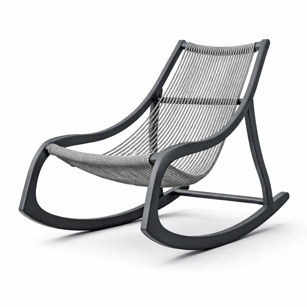 Chaise à bascule en aluminium et corde polyester gris-GARDENCHILL