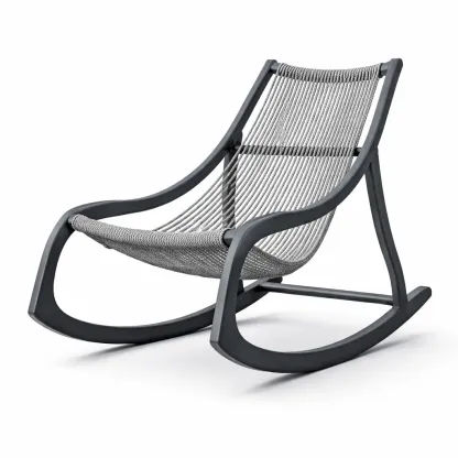 Chaise à bascule en aluminium et corde polyester gris-GARDENCHILL