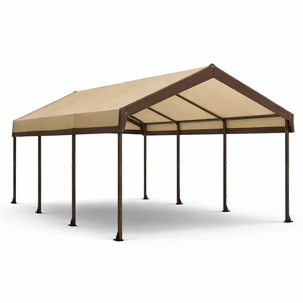 Abri voiture en métal et toile beige-GARDENCHILL