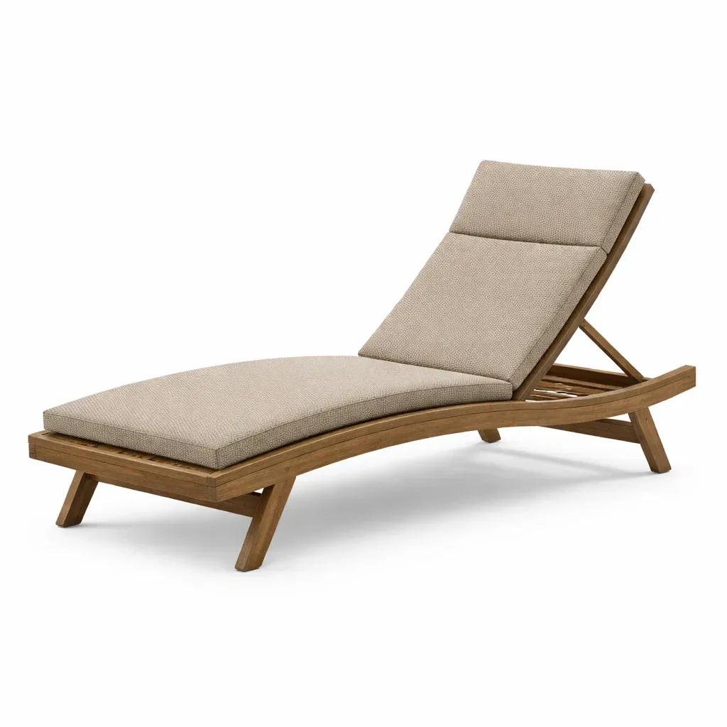Bain de soleil en bois et tissu réglable beige-HOMELUSHZ