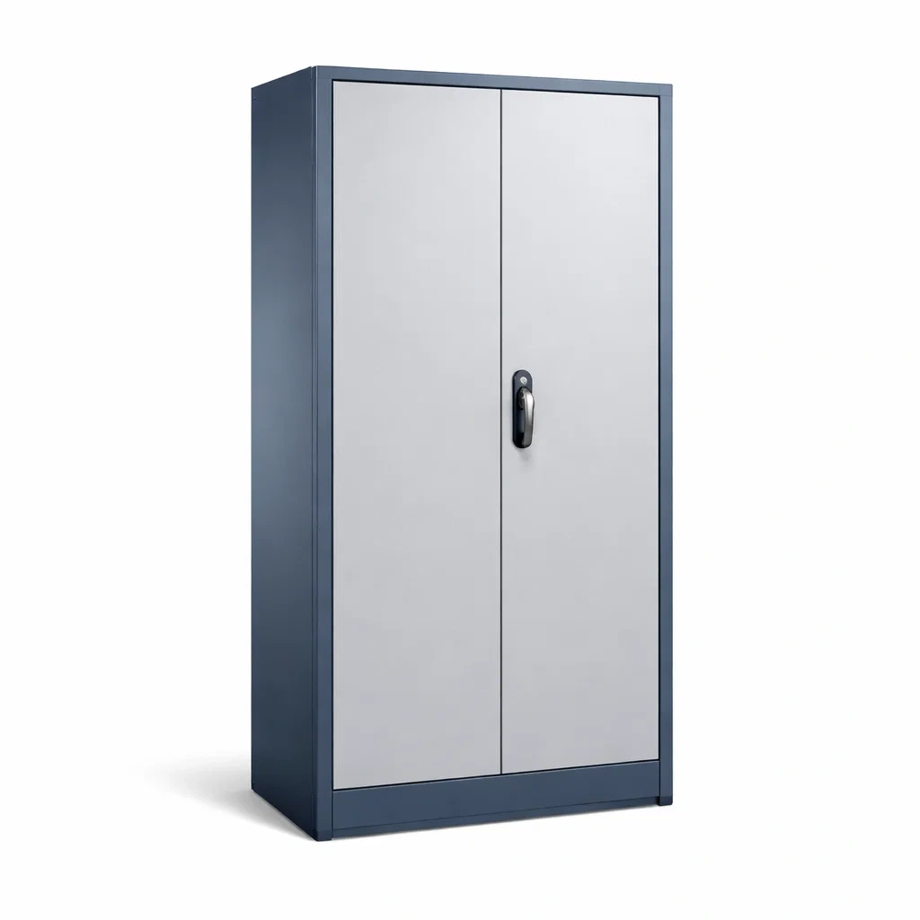 Armoire de rangement de garage en métal verrouillable gris et bleu 180 x 90 x 45 cm-HOMELUSHZ
