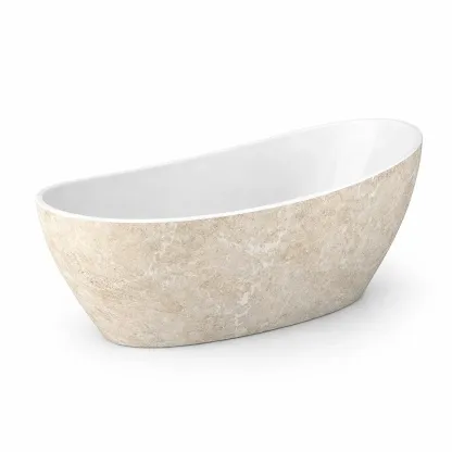 Baignoire autoportante en acrylique effet pierre 170 x 75 x 58 cm-HOMELUSHZ