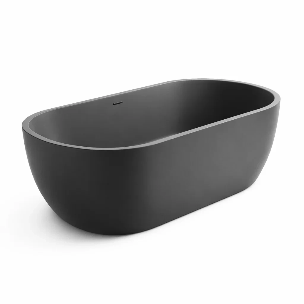 Baignoire autoportante rectangulaire en acrylique noir mat-HOMELUSHZ