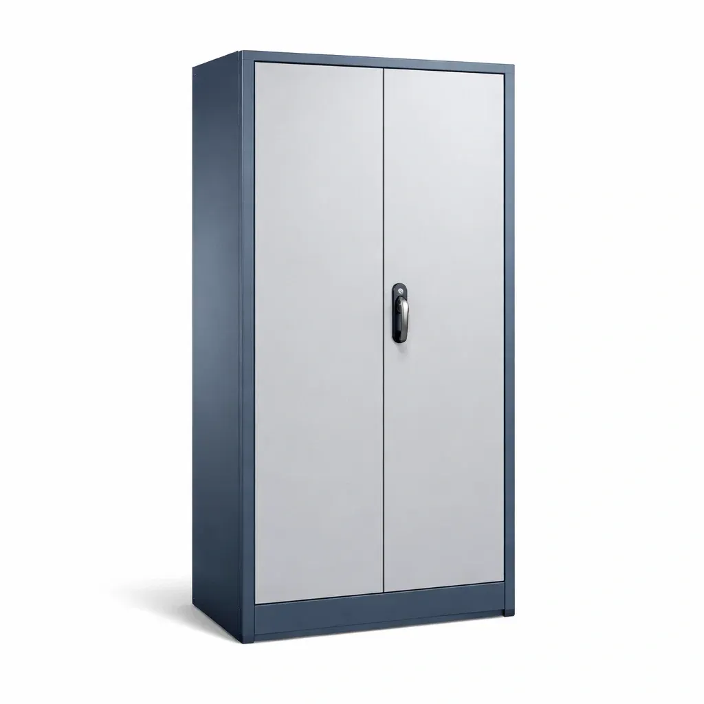 Armoire de rangement de garage en métal verrouillable gris et bleu 180 x 90 x 45 cm-HOMELUSHZ