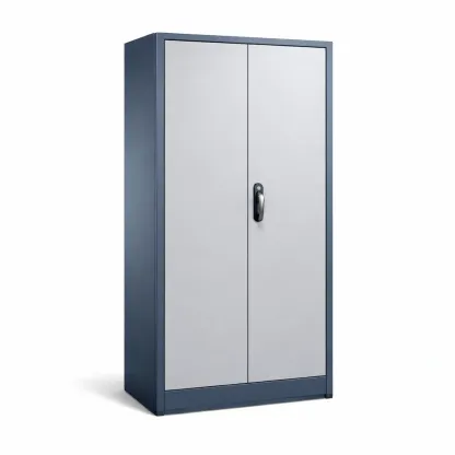 Armoire de rangement de garage en métal verrouillable gris et bleu 180 x 90 x 45 cm-HOMELUSHZ