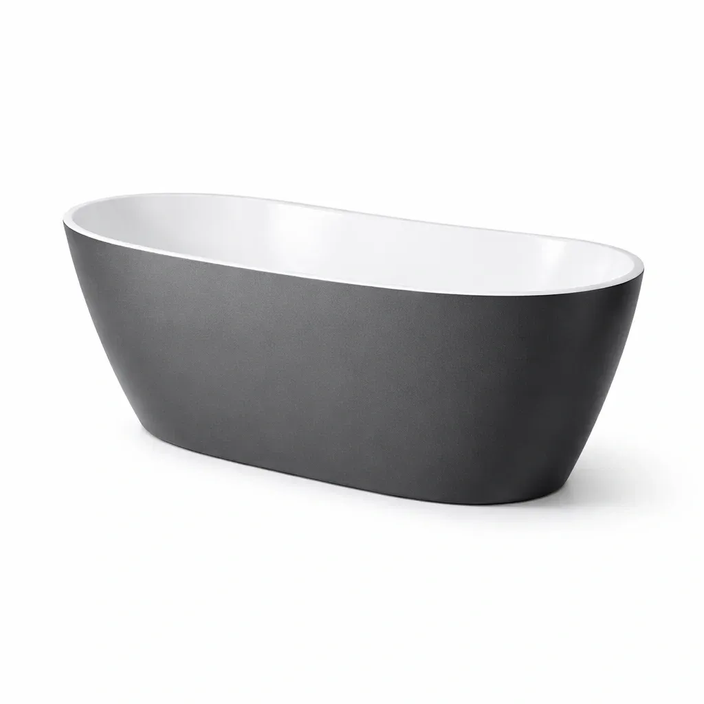 Baignoire autoportante en acrylique noir et blanc-HOMELUSHZ