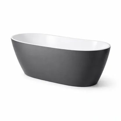 Baignoire autoportante en acrylique noir et blanc-HOMELUSHZ