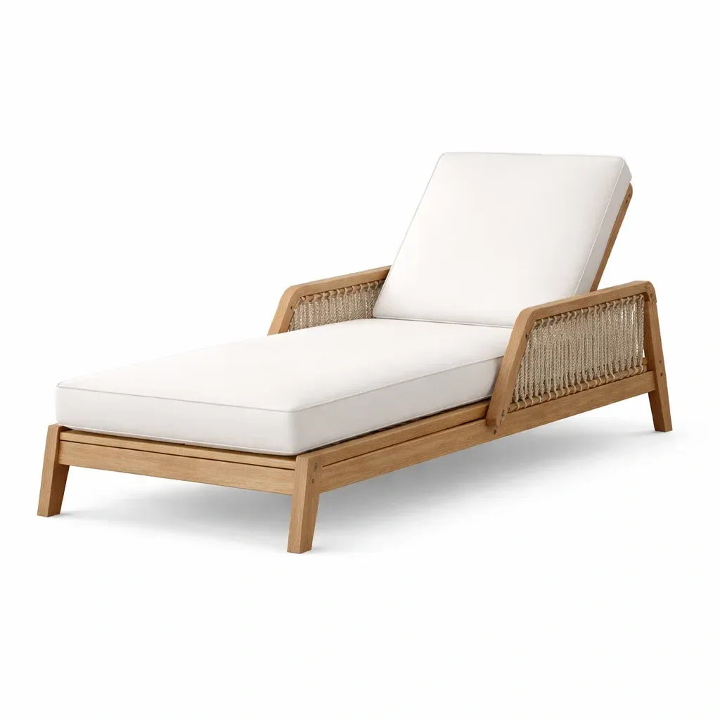 Bain de soleil en bois avec corde en coton blanc-HOMELUSHZ