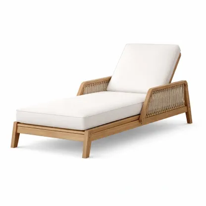 Bain de soleil en bois avec corde en coton blanc-HOMELUSHZ