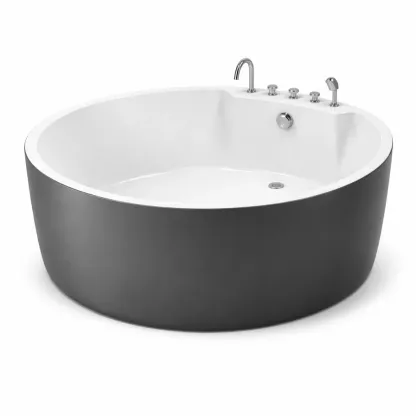 Baignoire autoportante ronde en acrylique-HOMELUSHZ