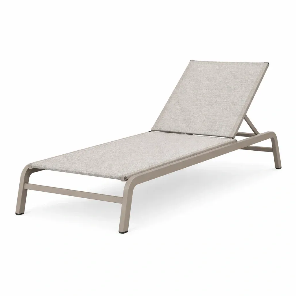 Bain de soleil réglable en aluminium et textilène beige-HOMELUSHZ