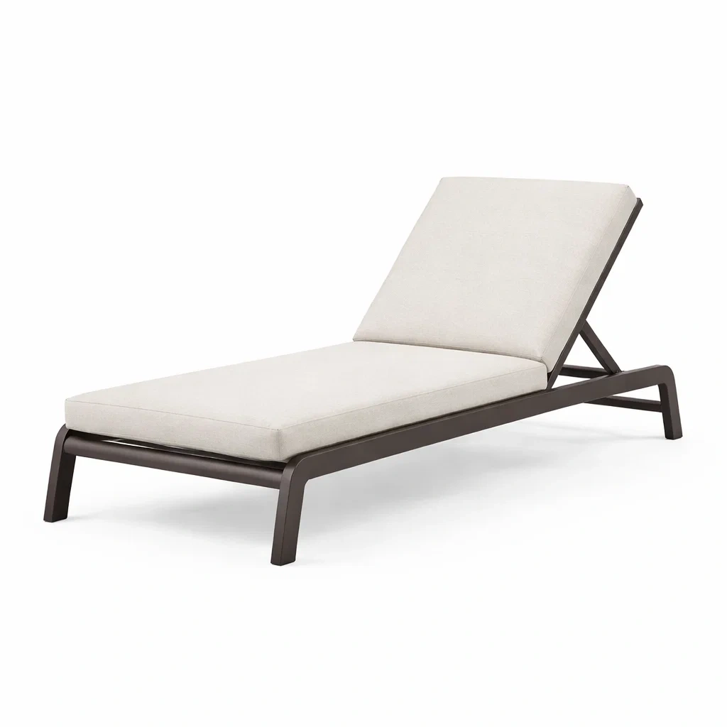 Bain de soleil en aluminium avec coussin écru-HOMELUSHZ