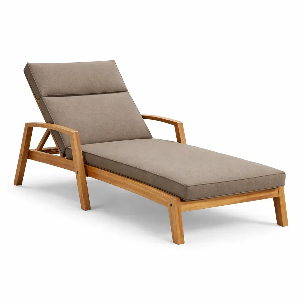Bain de soleil en bois d’acacia et polyester brun-HOMELUSHZ