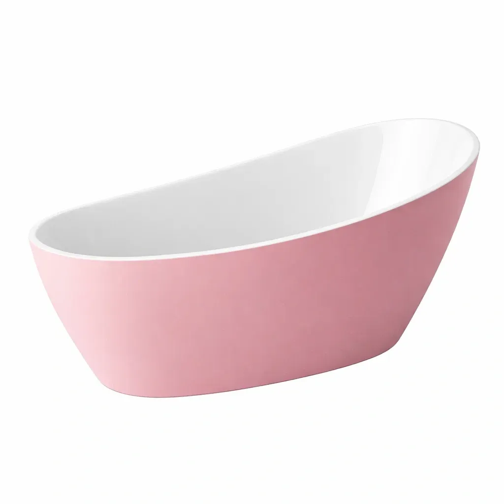 Baignoire autoportante en acrylique rose et blanc 170 x 80 x 60 cm-HOMELUSHZ