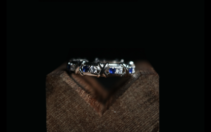 Silver Woven Sapphire Twig Ring 