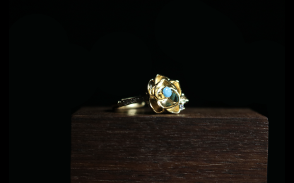 Gilded Rose Turquoise-Inlaid 