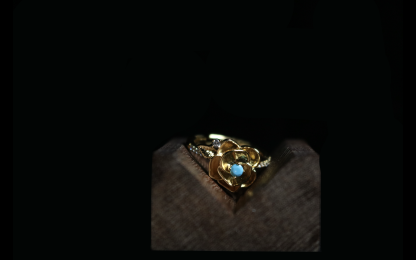 Gilded Rose Turquoise-Inlaid 