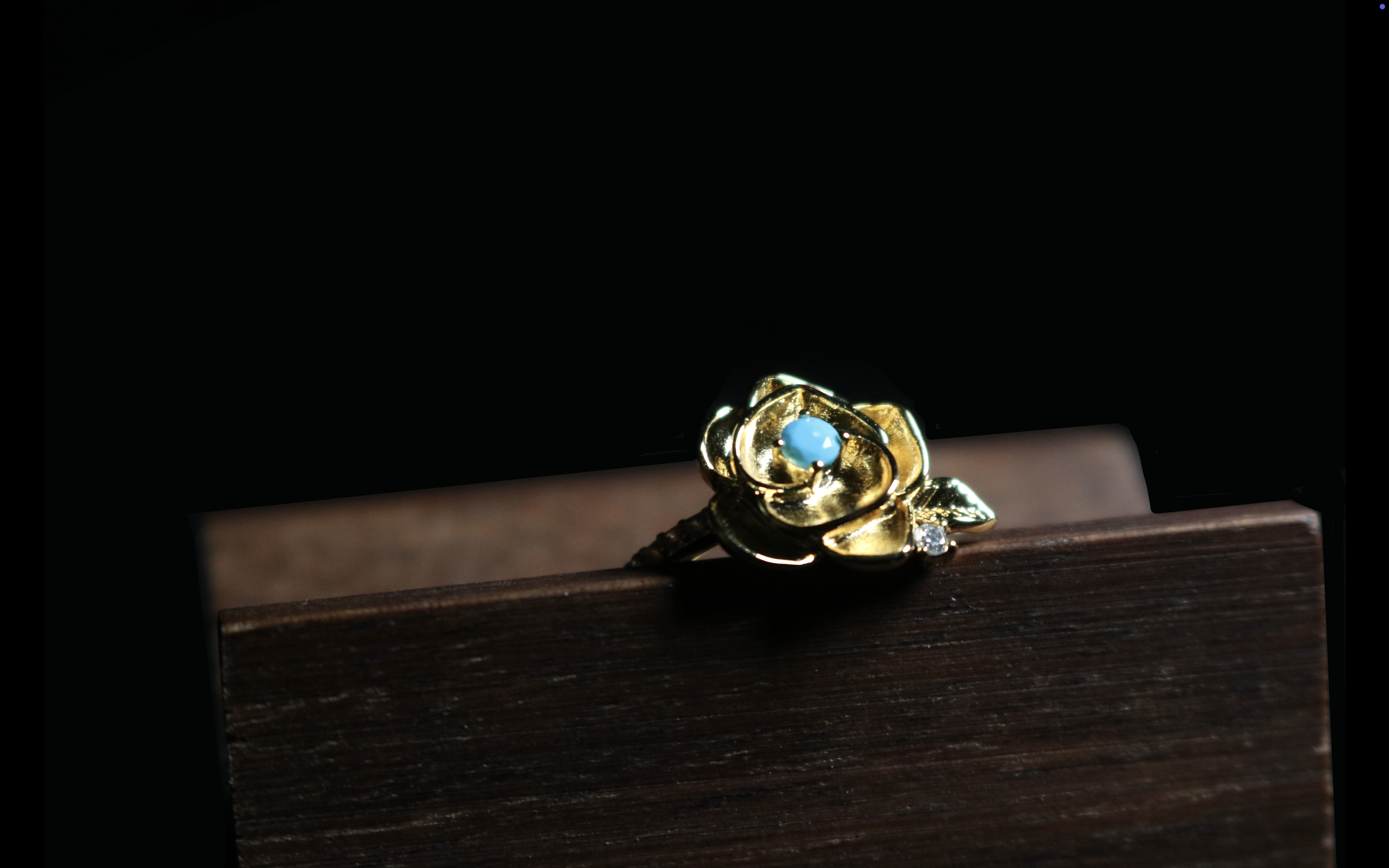 Gilded Rose Turquoise-Inlaid 