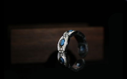 Silver-Inlaid Two-Tone Turquoise Knot Ring 