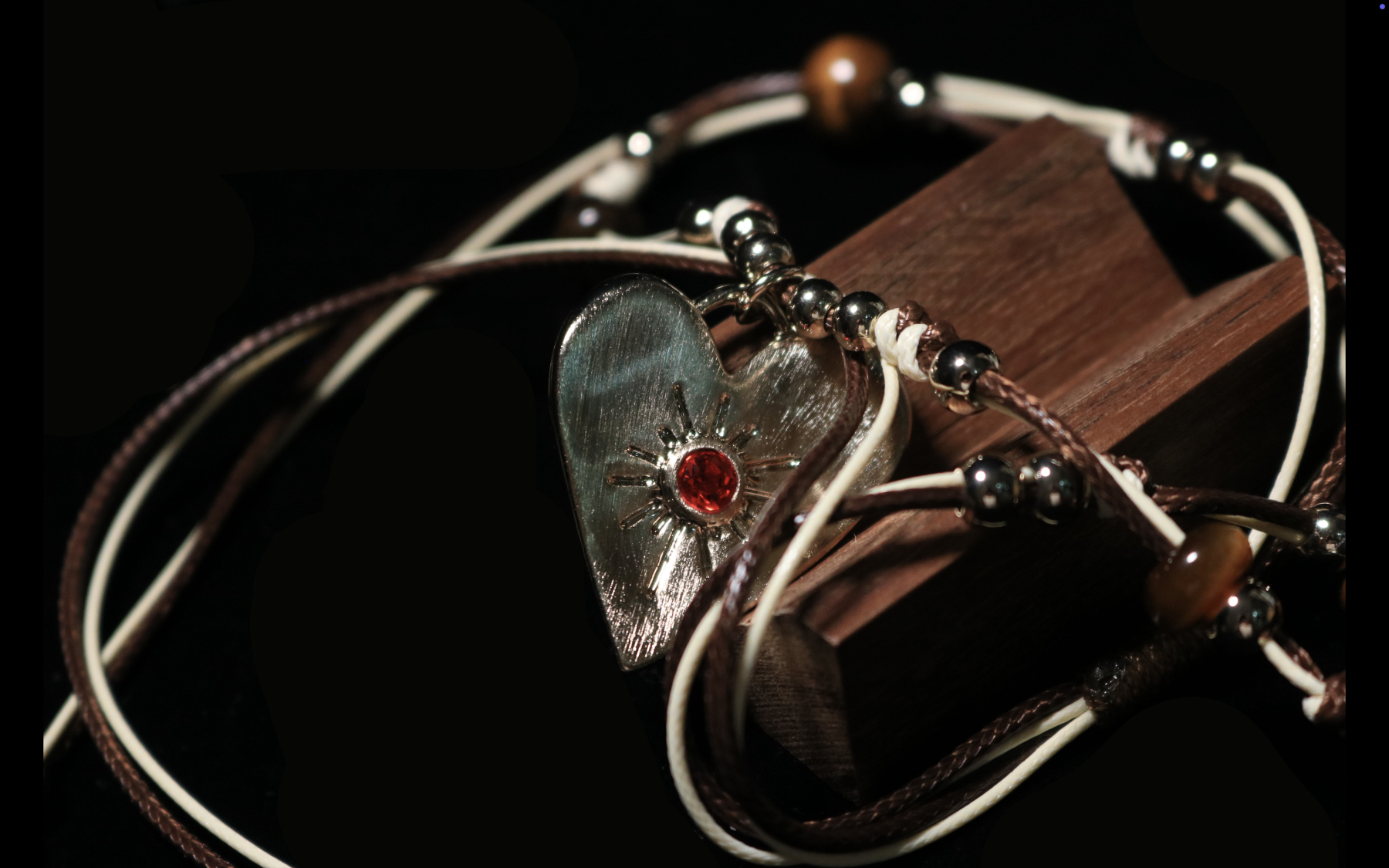 Dual-Cord Heart Red Accent Pendant