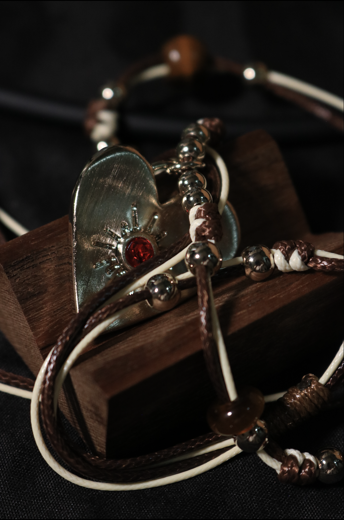 Dual-Cord Heart Red Accent Pendant