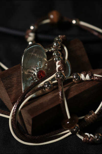 Dual-Cord Heart Red Accent Pendant