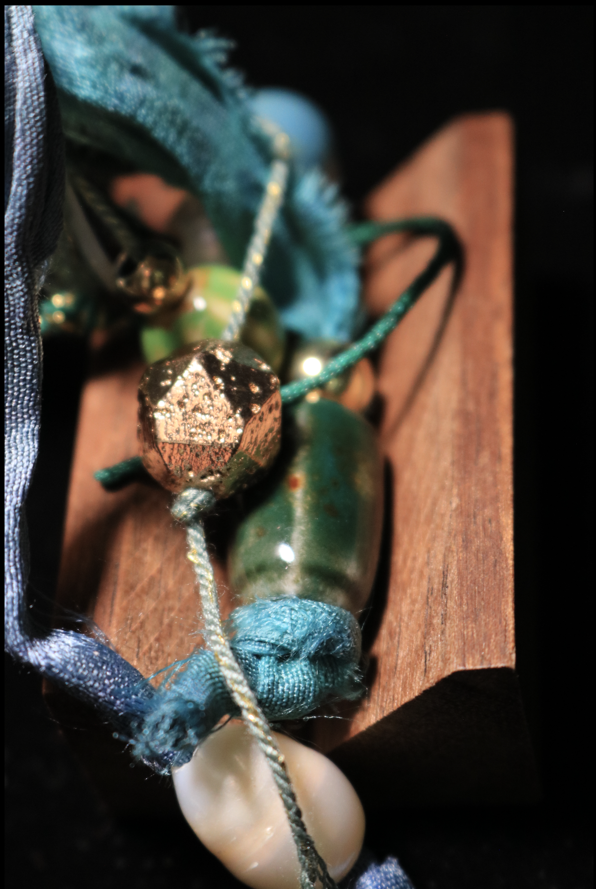 Turquoise Cord Beaded Tassel Charm