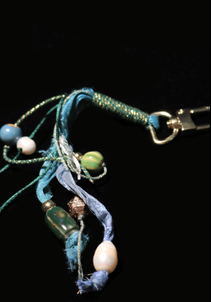 Turquoise Cord Beaded Tassel Charm