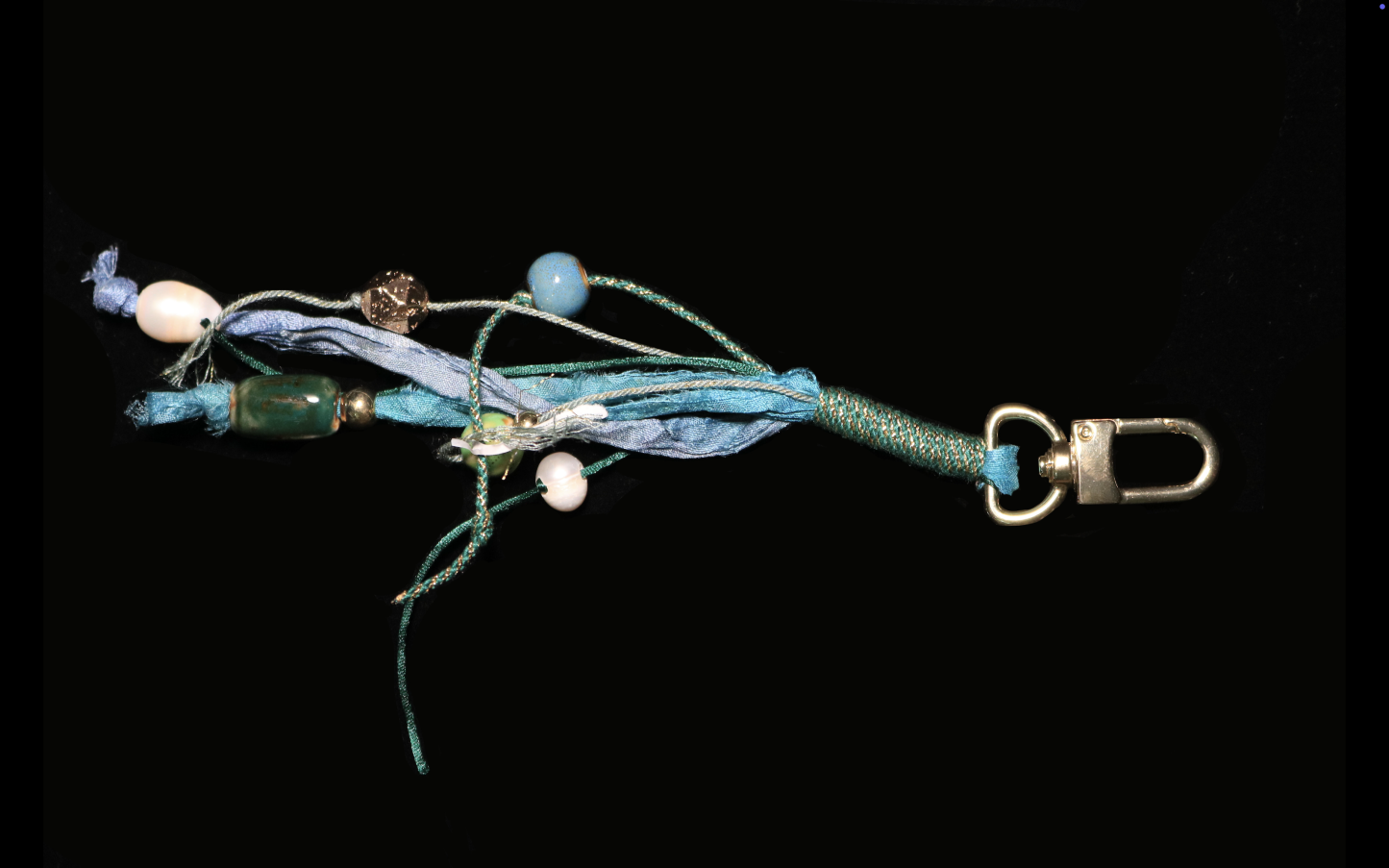 Turquoise Cord Beaded Tassel Charm