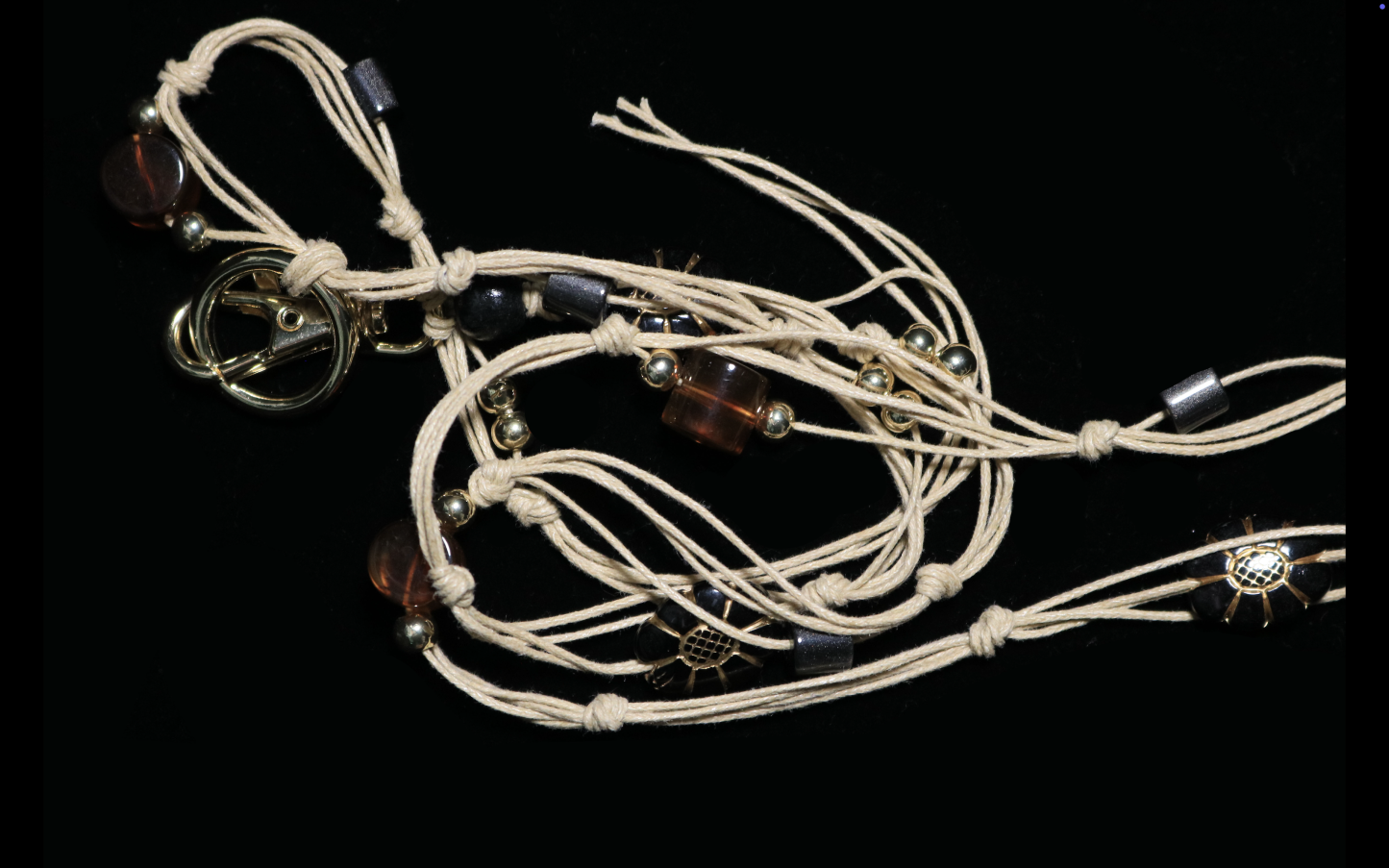 Macramé Contrast-Bead Waist Chain