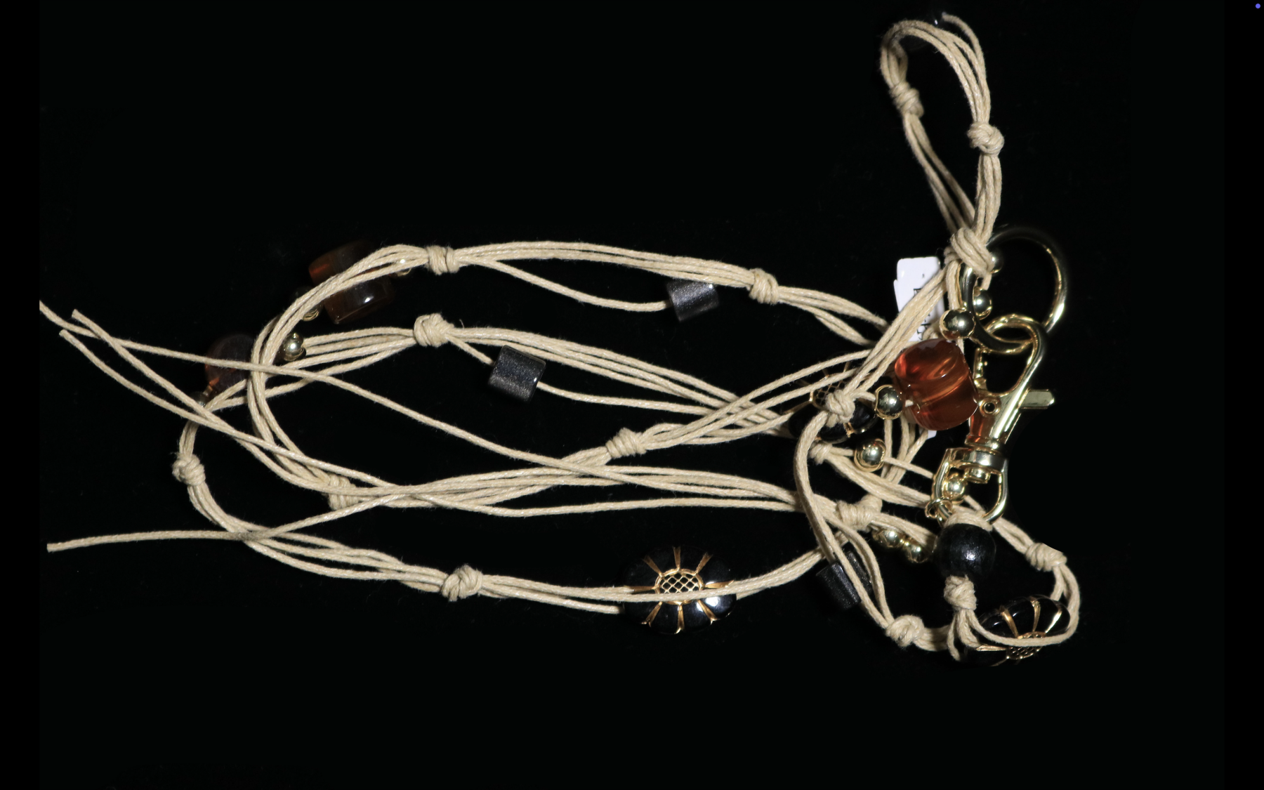 Macramé Contrast-Bead Waist Chain