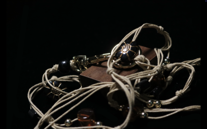 Macramé Contrast-Bead Waist Chain