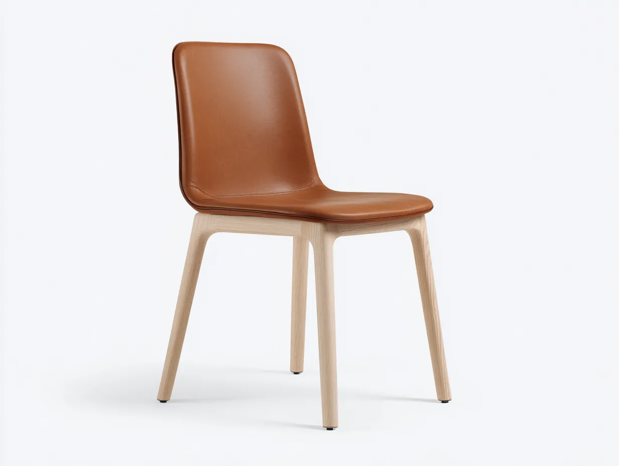 Chaise de salle à manger - similicuir-bois - 60x46x87 cm - marron - design minimaliste-Nookuppad